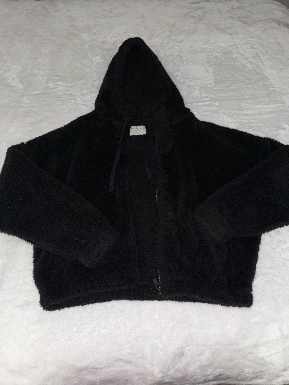 Aeropostale Black Plush Zip Hoodie
